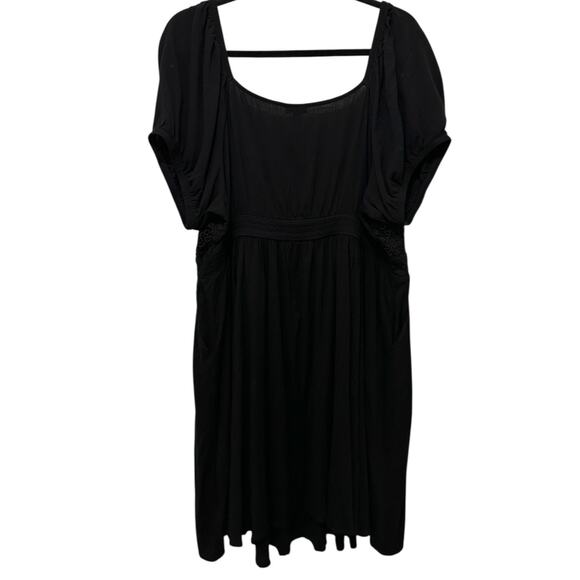 TORRID Dress Womens Size 2X Mini Rayon Slub Balloon Sleeve Lace Inset Deep Black - Picture 3 of 12